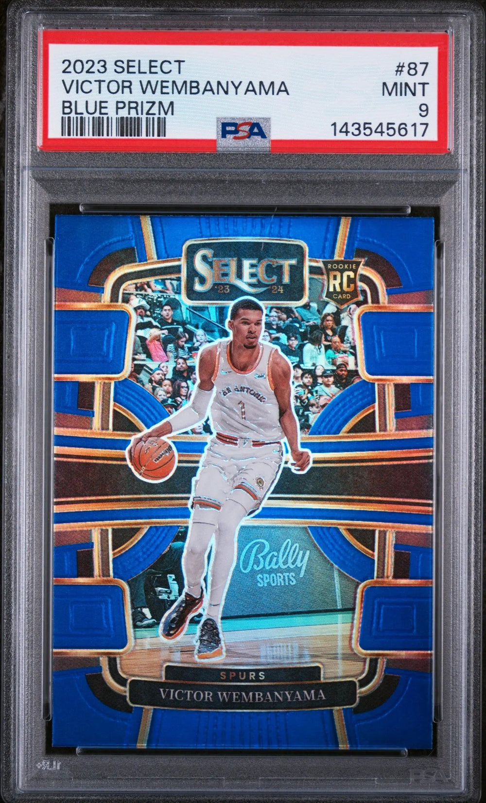 2023 Panini Select Rookie Victor WembanyamaeBlue Prizm RC PSA 9