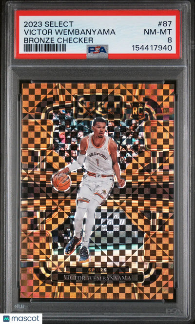 2023 Panini Select Victor Wembanyama RC Rookie Bronze Checker PSA 8 /49
