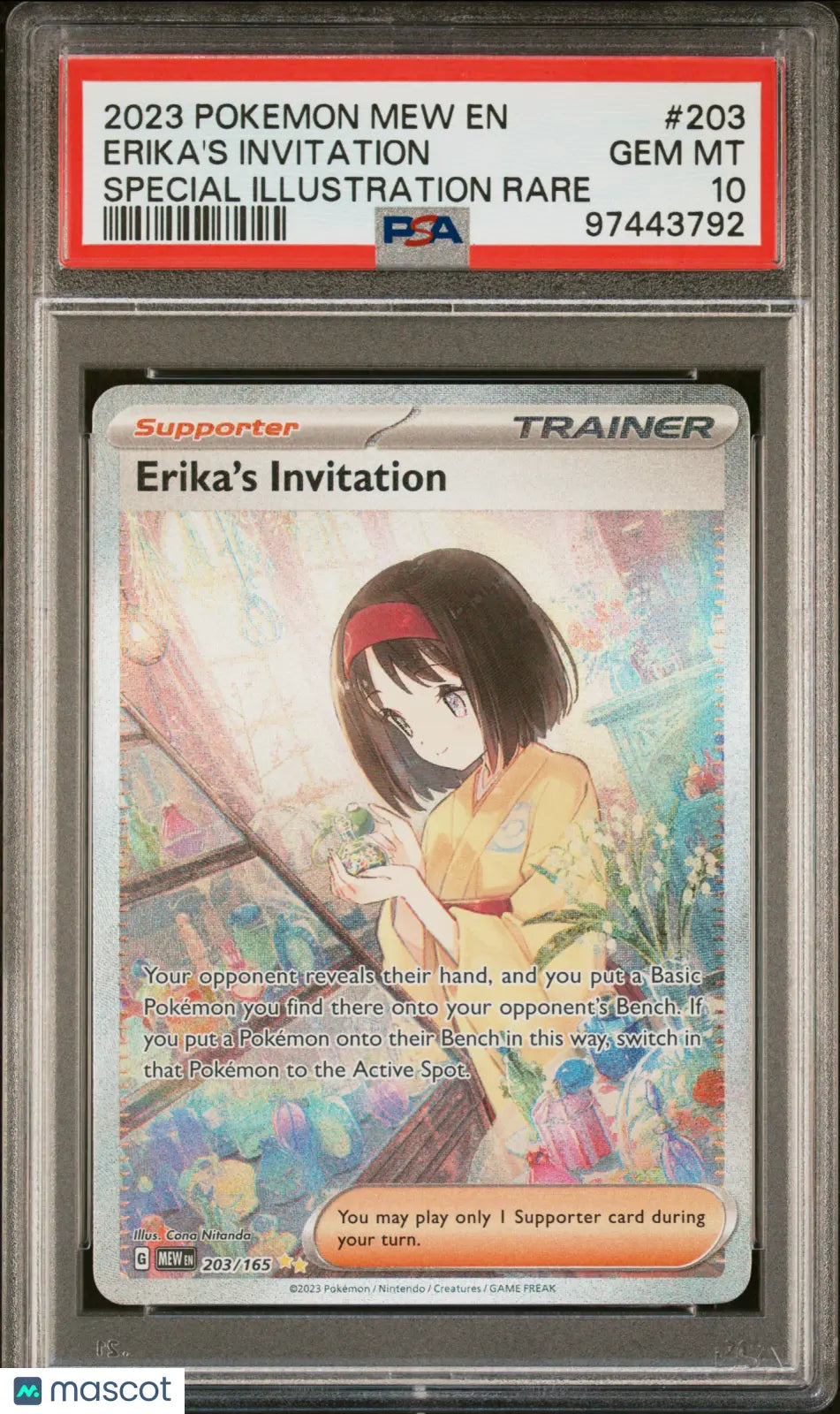 2023 Pokemon Mew EN-151 Erika's Invitation Special Illustration Rare PSA 10 203/165