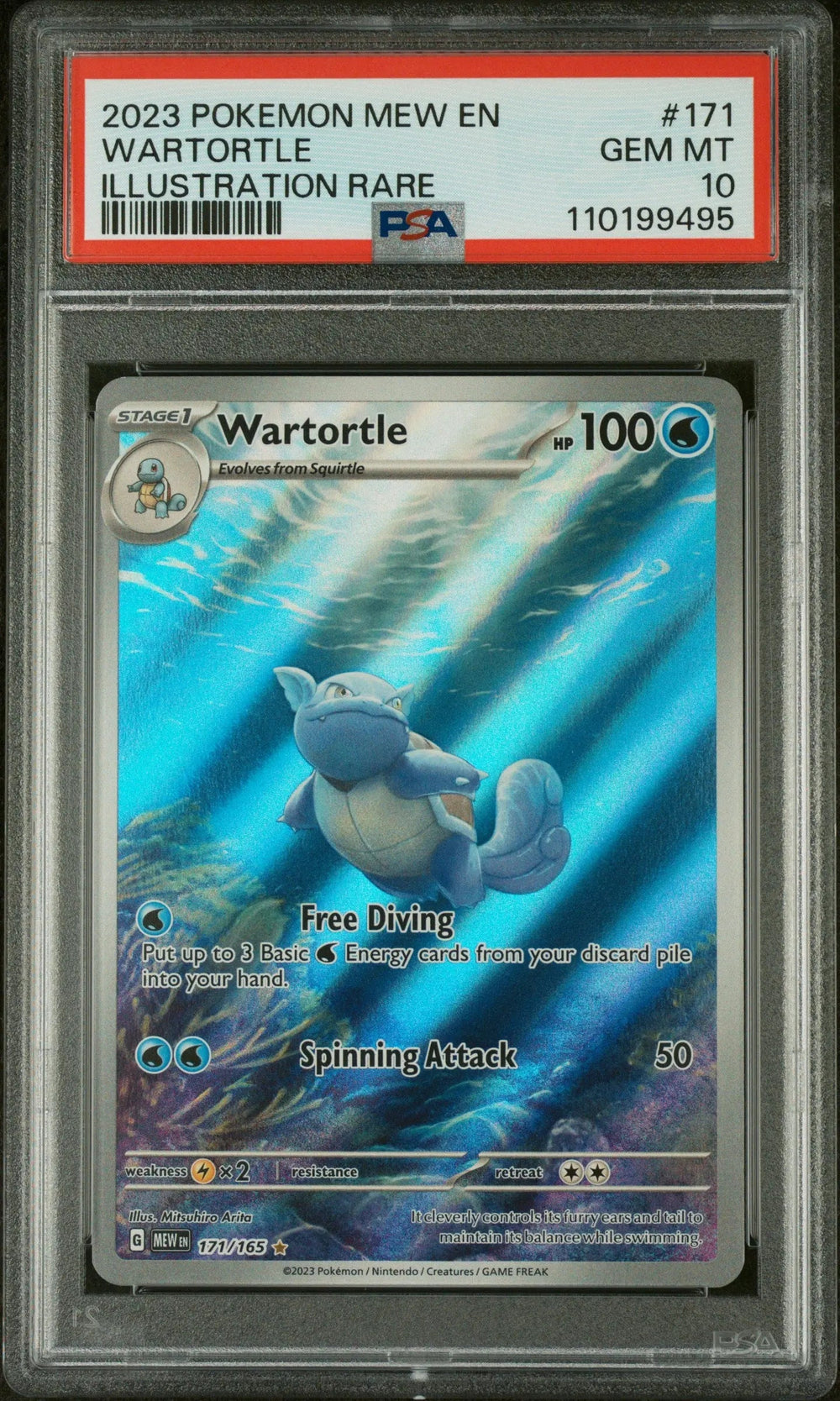 2023 Pokemon Mew EN-151 Wartortle Illustration Rare PSA 10 171/165
