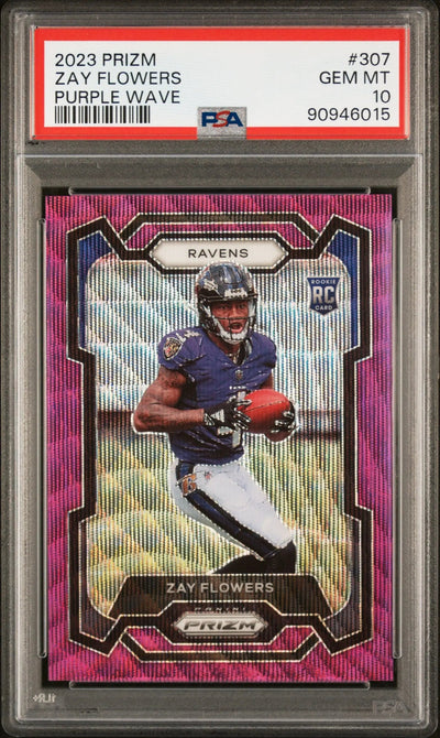 2023 Prizm Football Zay Flowers RC Rookie Purple Wave PSA 10 /99