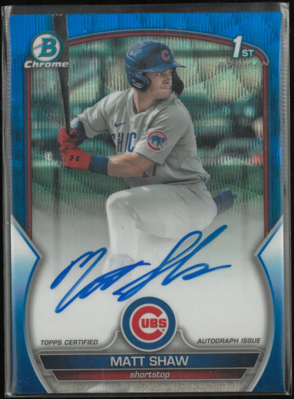 2023 Topps Bowman Chrome Autograph Matt Shaw Auto Blue Wave /150