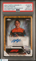 2023 Topps Chrome F1 Chrome Autograph Oscar Piastri Gold Wave /50 PSA 9 Auto 10