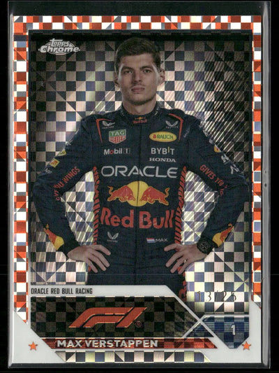 2023 Topps Chrome Formula 1 F1 Orange Checkered Flag Max Verstappen /25