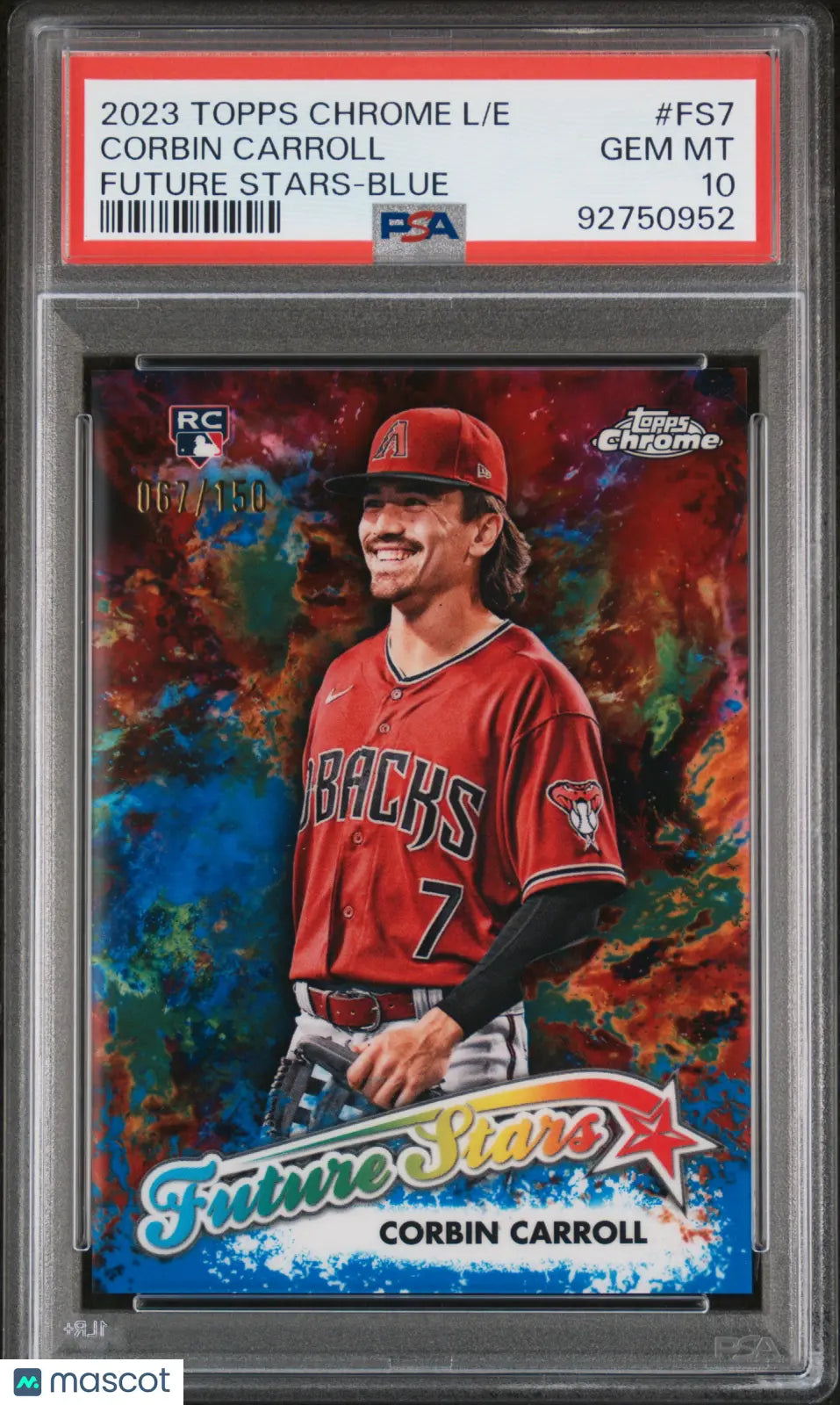 2023 Topps Chrome Logo Edition Future Stars Corbin CarrolleBlue Ref /150 PSA 10