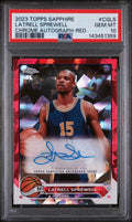 2023 Topps Chrome Sapphire Edition Auto Latrell Sprewell Red /5 PSA 10