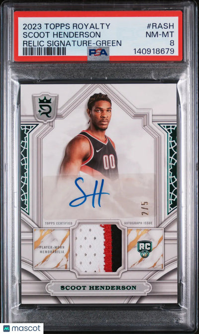 2023 Topps Royalty Relic Signatures Scoot Henderson #RASH Green 2/5 PSA 8