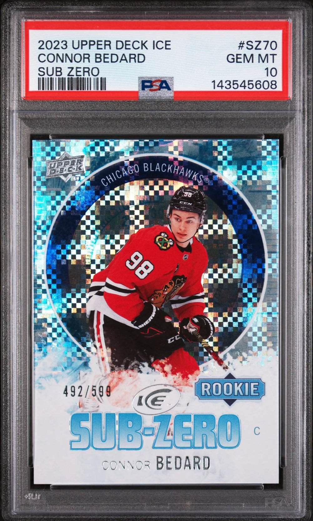 2023 Upper Deck Ice Sub Zero Rookie Connor Bedard RC /599 PSA 10