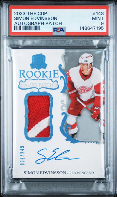 2023 Upper Deck The Cup Simon Edvinsson RC Rookie Auto Patch /249 PSA 9