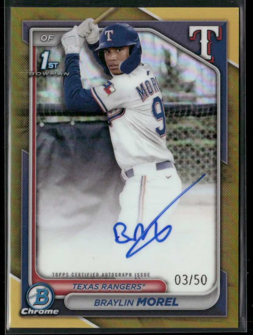 2024 1st Bowman Chrome Gold Refractor Prospects Auto Braylin Morel /50