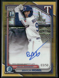 2024 1st Bowman Chrome Gold Refractor Prospects Auto Braylin Morel /50