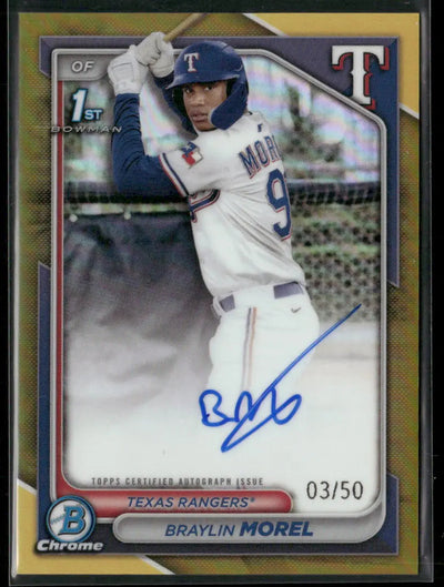 2024 1st Bowman Chrome Gold Refractor Prospects Auto Braylin Morel /50