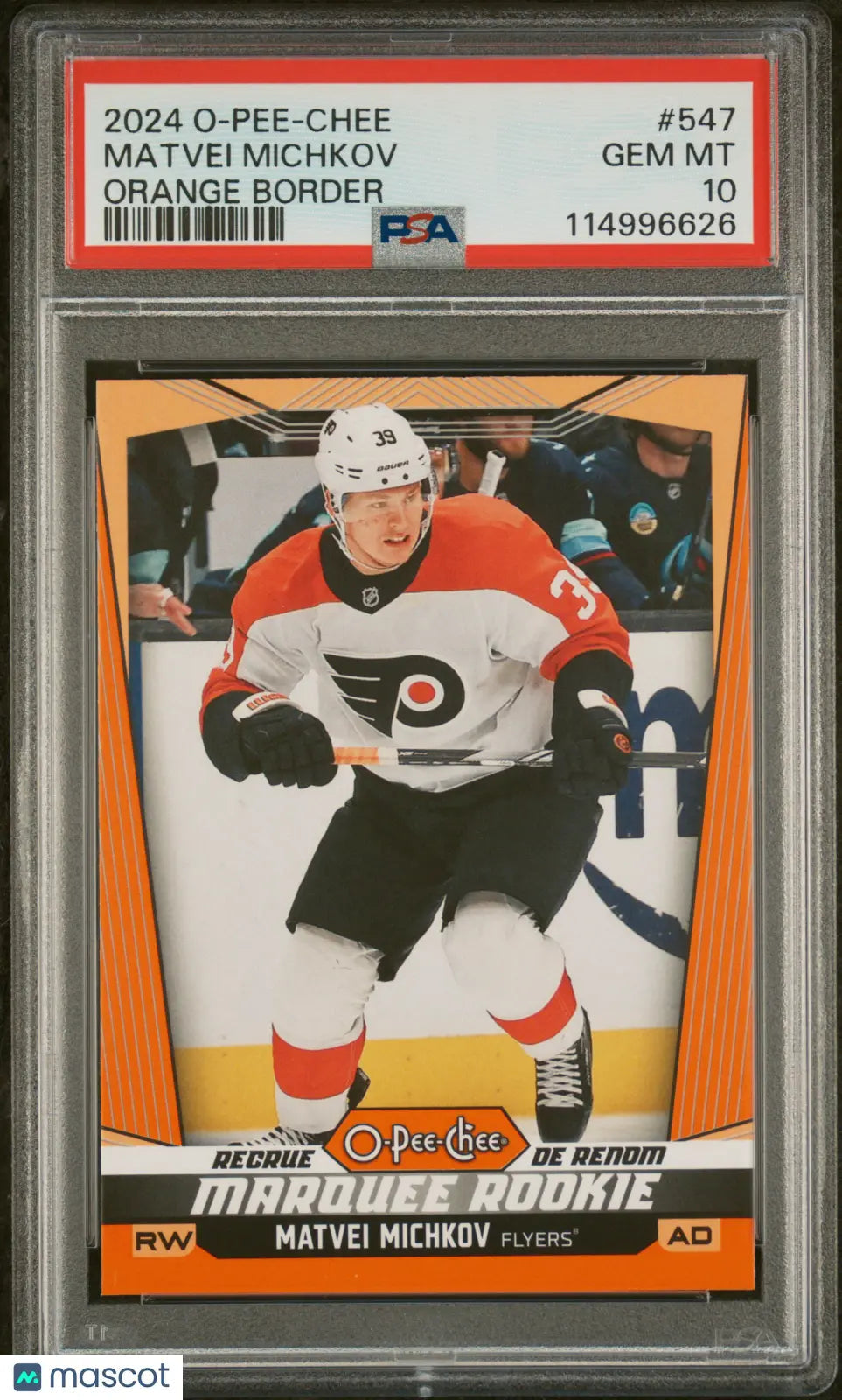 2024-25 O-Pee-Chee Matvei Michkov RC Rookie Orange Border PSA 10 /25