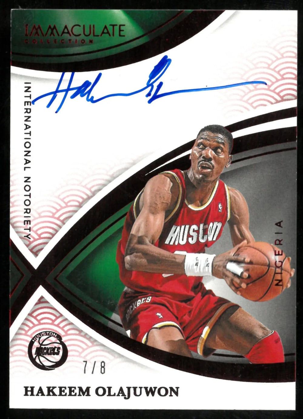 2024-25 Immaculate Collection Red International Notoriety Auto Hakeem Olajuwon /8
