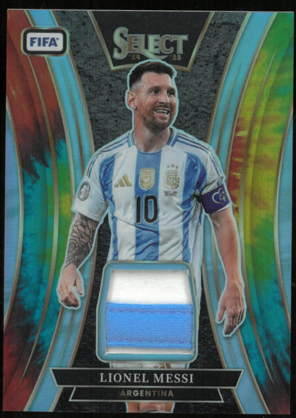 2024-25 Panini Select FIFA Soccer Lionel Messi Tie-Dye Prizm Patch /25