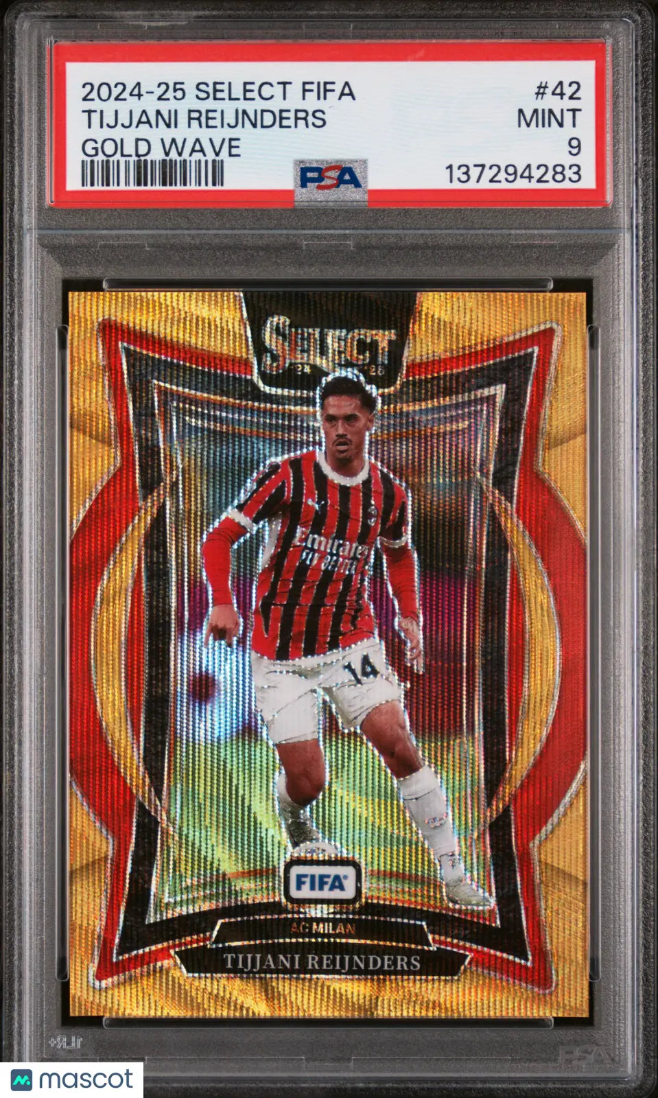 2024 Panini Select FIFA Terrace Gold Wave Prizm Tijjani Reijnders #42 /10 PSA 9