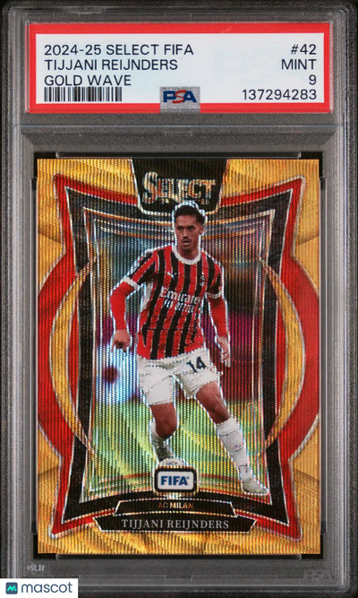 2024 Panini Select FIFA Terrace Gold Wave Prizm Tijjani Reijnders #42 /10 PSA 9