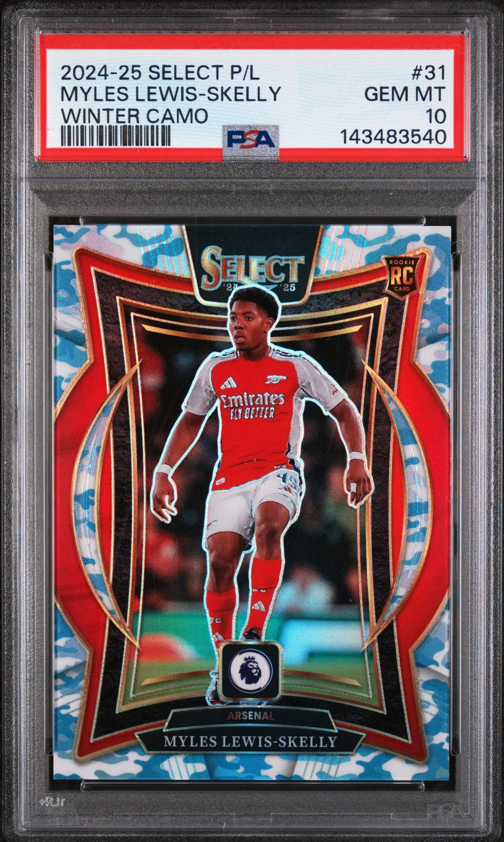 2024-25 Panini Select PL Myles Lewis-Skelly RC Rookie Winter Camo PSA 10 /49