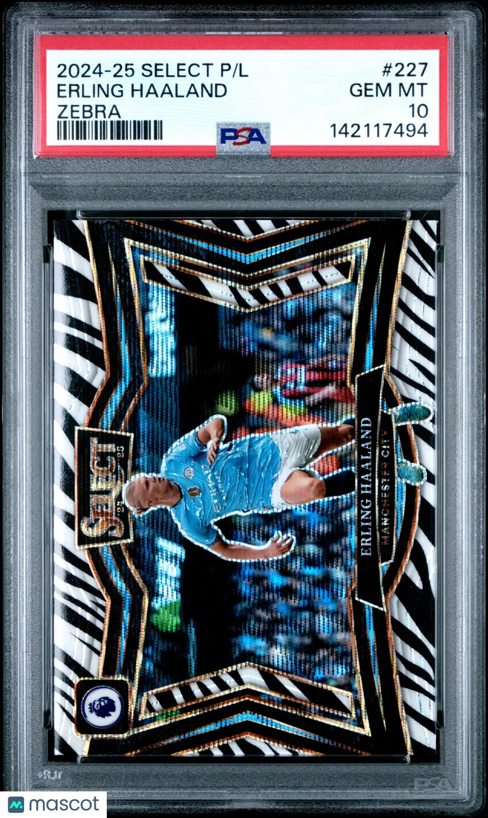 2024-25 Panini Select Premier League Erling Haaland #227 Zebra PSA 10