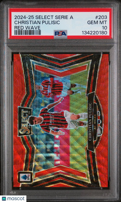 2024-25 Panini Select Serie A Christian Pulisic 203 Red Wave AutographePSA 10
