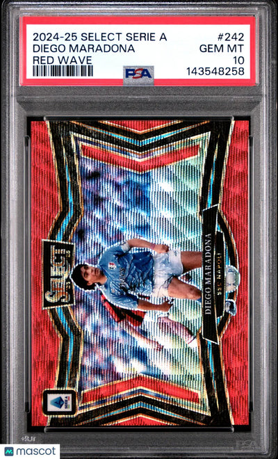 2024-25 Panini Select Serie A Diego Maradona #242 Red Wave PSA 10 Pop 2