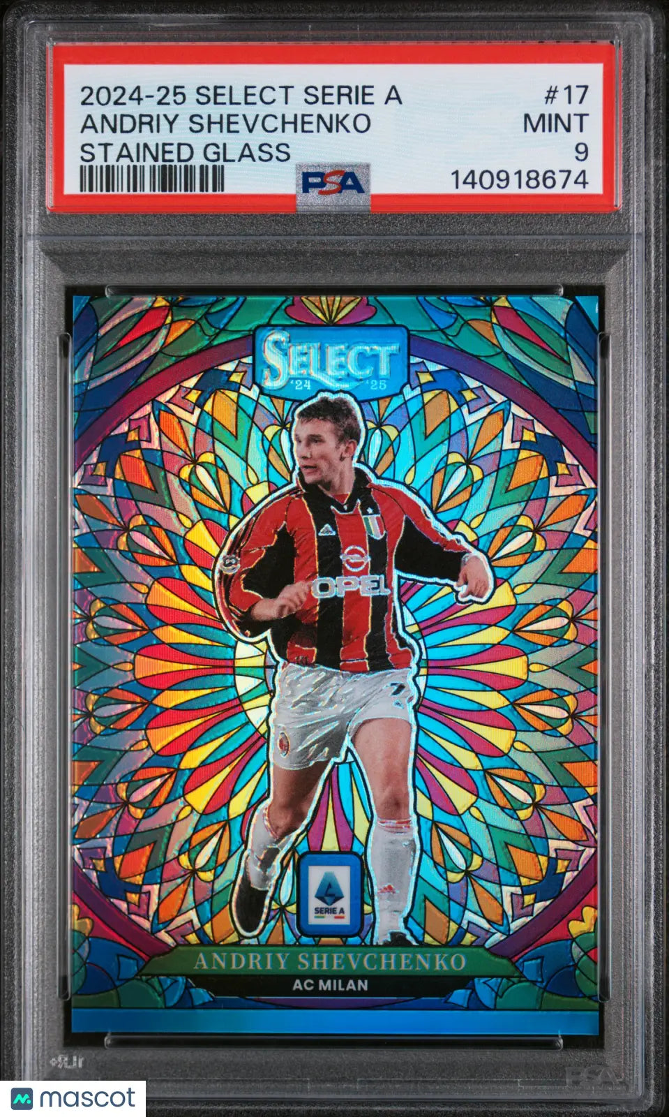 2024-25 Panini Select Serie A Stained Glass Andriy Shevchenko #17 PSA 9