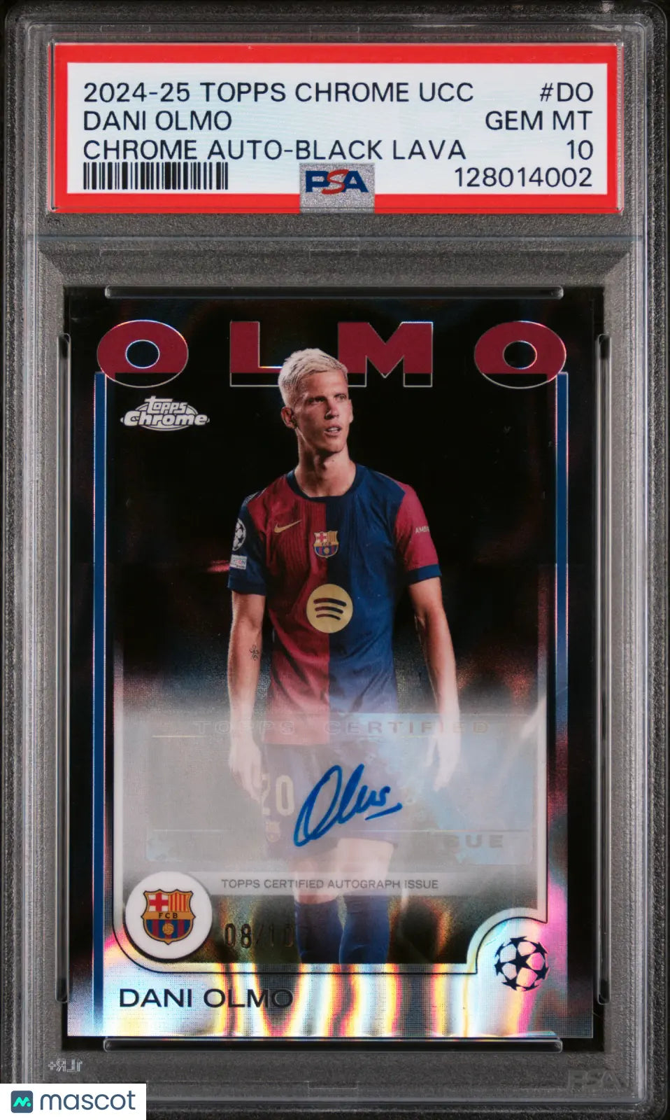 2024-25 Topps Chrome UCC Auto Dani Olmo Black Lava /10 PSA 10