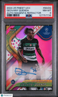 2024-25 Topps Finest UCC Auto Geovany Quenda Magenta Refractor PSA 8 /75