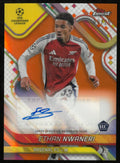 2024-25 Topps Finest UEFA CC Ethan Nwaneri RC Orange Auto Variation /25