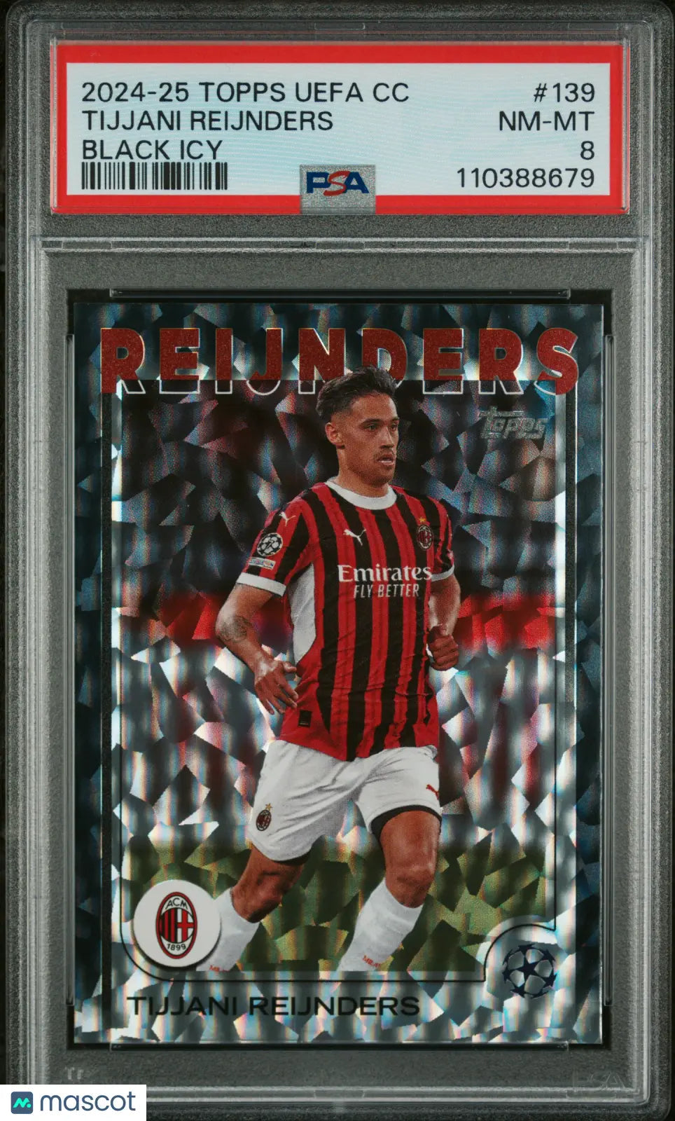2024-25 Topps UEFA Club Competitions Black Icy Tijjani Reijnders /10 PSA 8