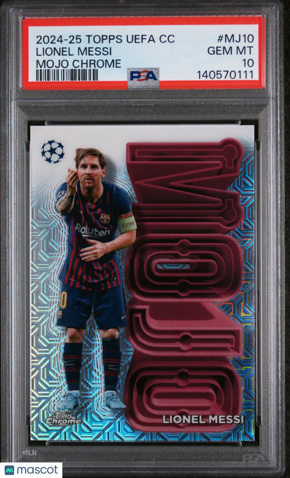 2024-25 Topps UEFA Club Competitions Mojo Chrome Lionel Messi PSA 10