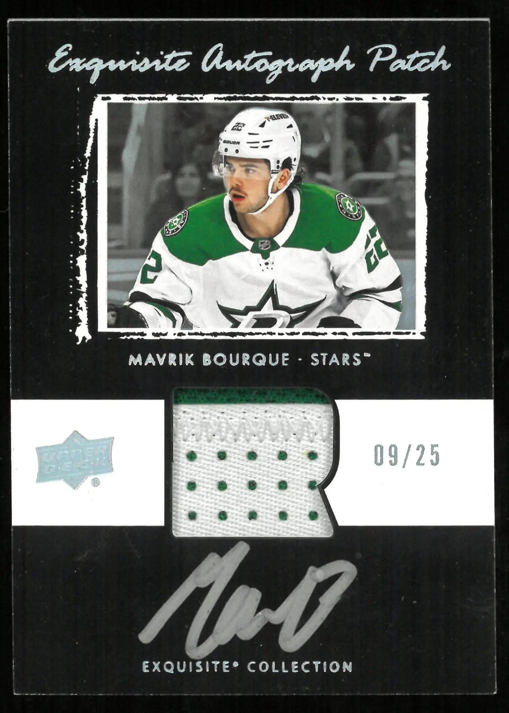 2024-25 UD Exquisite Hockey Mavrik Bourque RC Rookie Patch Auto /25