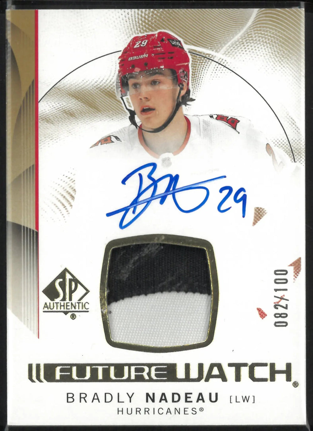2024-25 UD SP Authentic Future Watch Rookie Patch Autograph Bradly Nadeau/100 RC