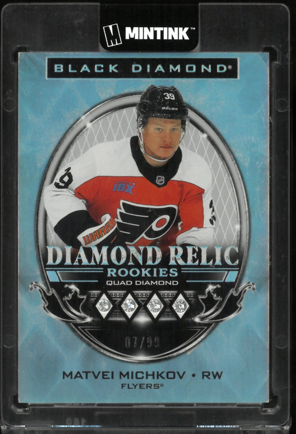 2024-25 Upper Deck Black Diamond Relic Rookies Quad Diamond Matvei Michkov /99 RC