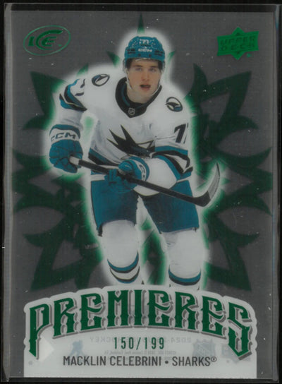 2024-25 Upper Deck Ice Premieres Rookie Macklin Celebrini /199 RC