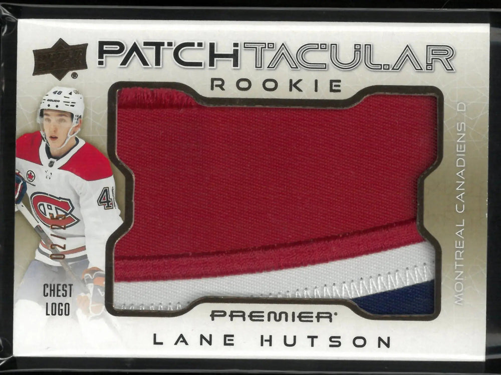 2024-25 Upper Deck Premier Patchtacular Chest Logo Rookie Lane Hutson RC