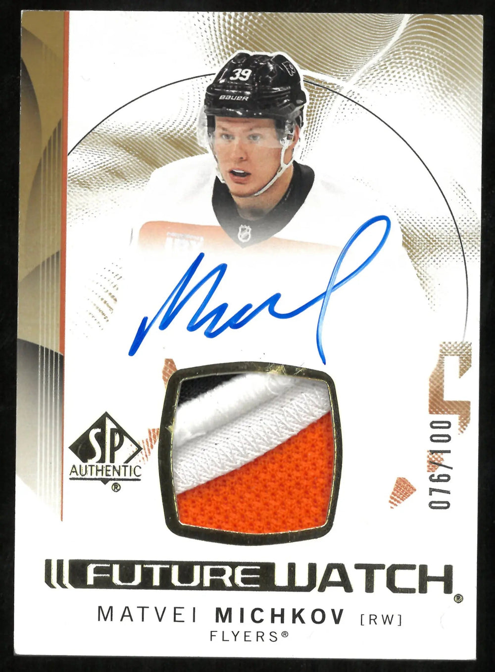 2024-25 Upper Deck SP Authentic Future Watch Matvei Michkov Patch Auto /100