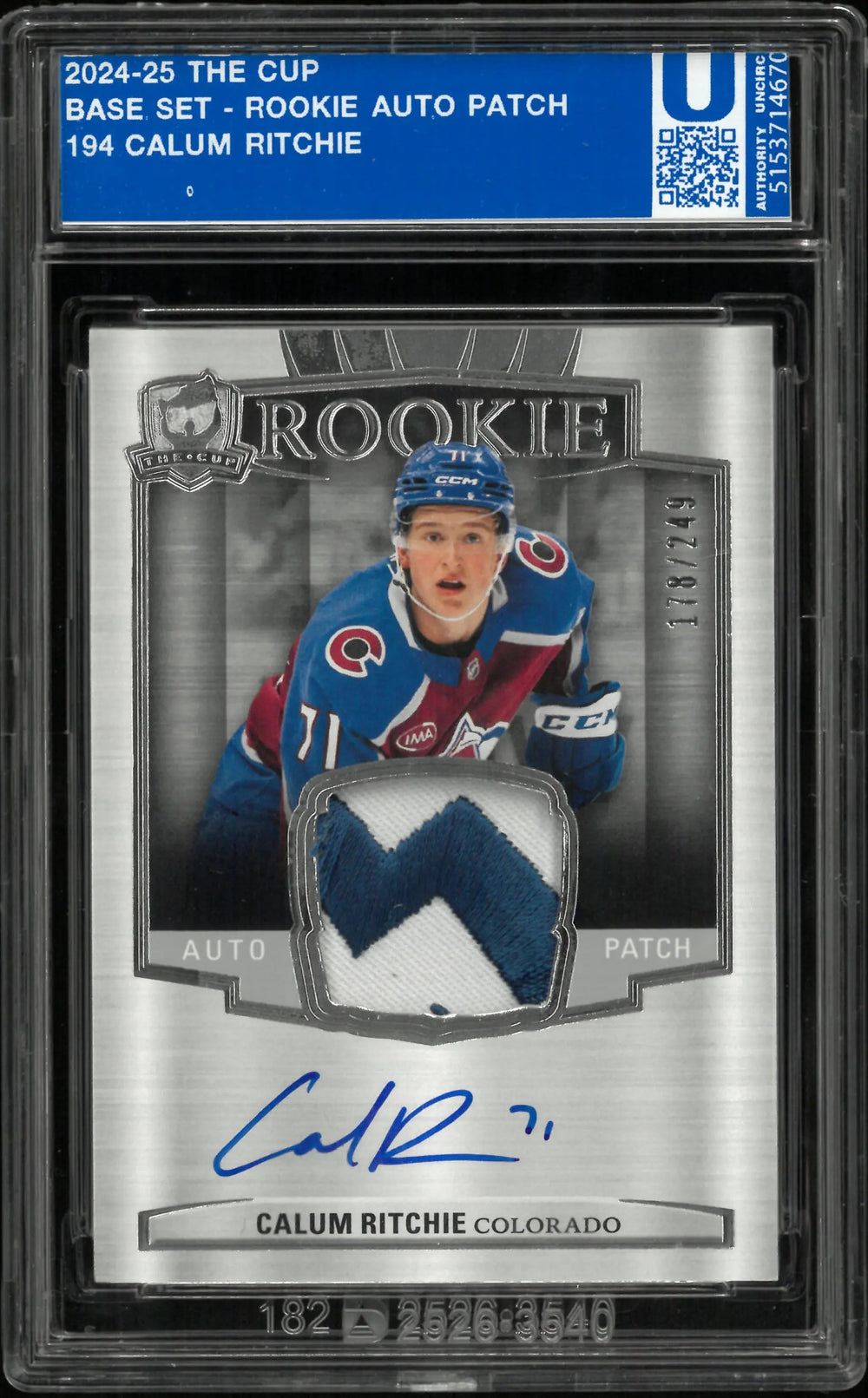 2024-25 UD The Cup Rookie Patch Autograph Calum Ritchie Auto RC /249