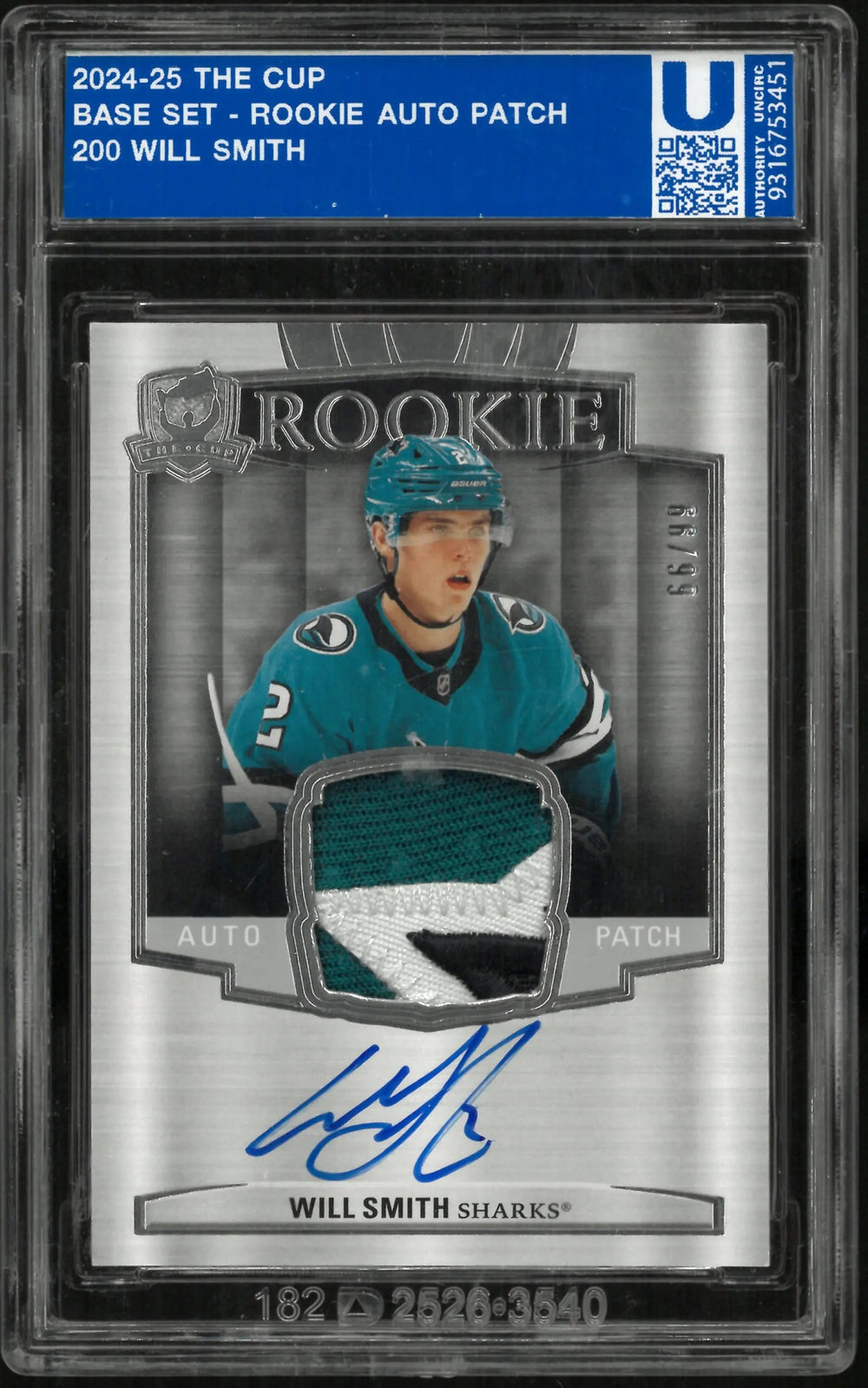 2024-25 Upper Deck The Cup Will Smith RC Rookie 3 Color Patch Auto /99