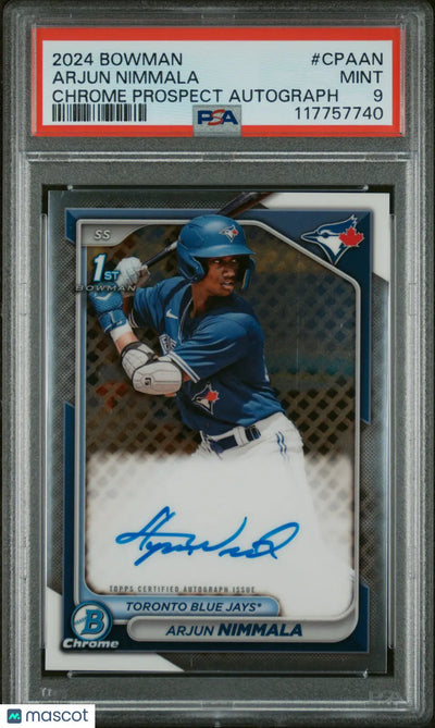 2024 Bowman Chrome Prospect Autographs Arjun Nimmala PSA 9