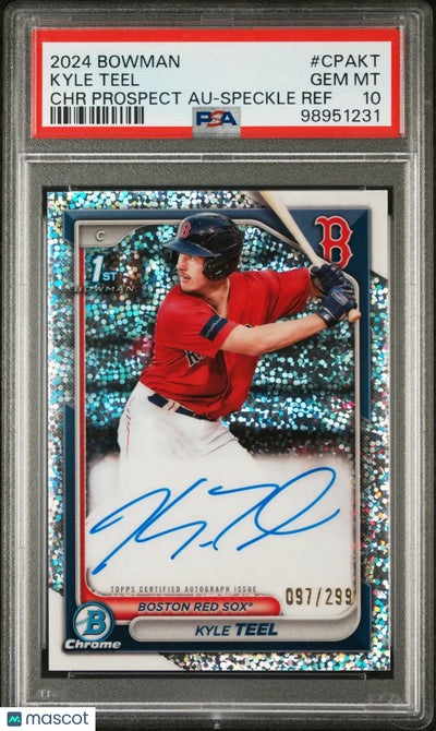 2024 Bowman Chrome Prospect RC Kyle Teel Auto Speckle Refractor /299 PSA 10