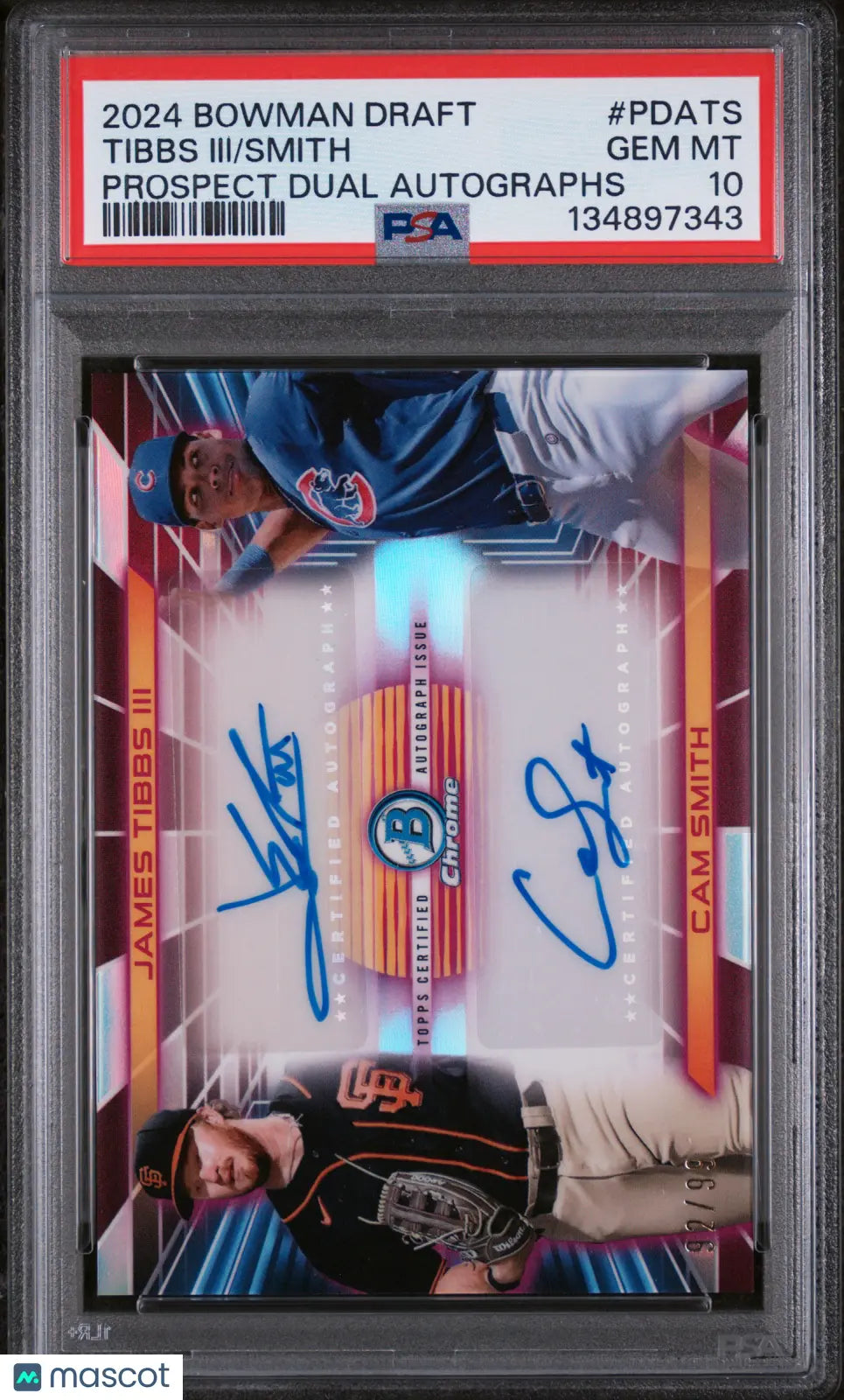 2024 Bowman Draft Prospect Dual Autographs Auto Smith Tibbs III /99 PSA 10