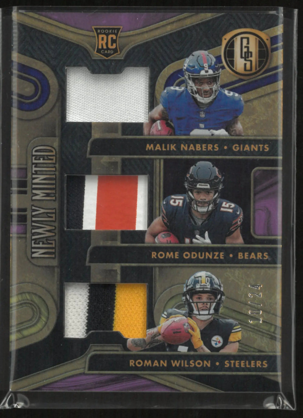 2024 Panini Gold Standard Newly Minted Nabers Odunze Wilson Triple Patch RC /24