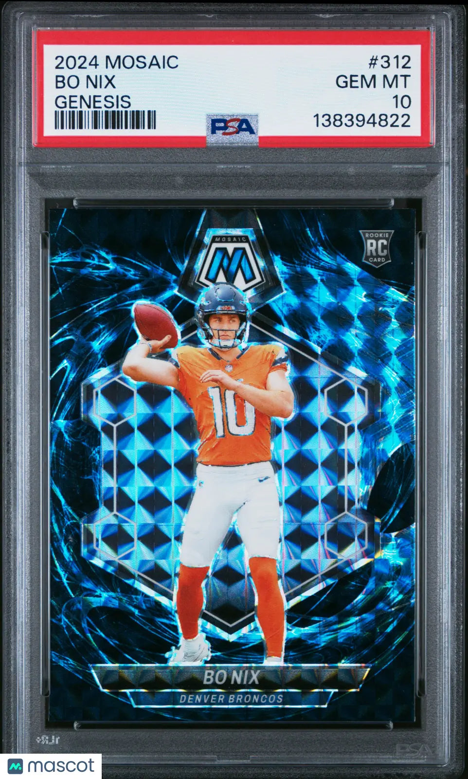 2024 Panini Mosaic Football Bo Nix #312 Genesis RC Rookie PSA 10