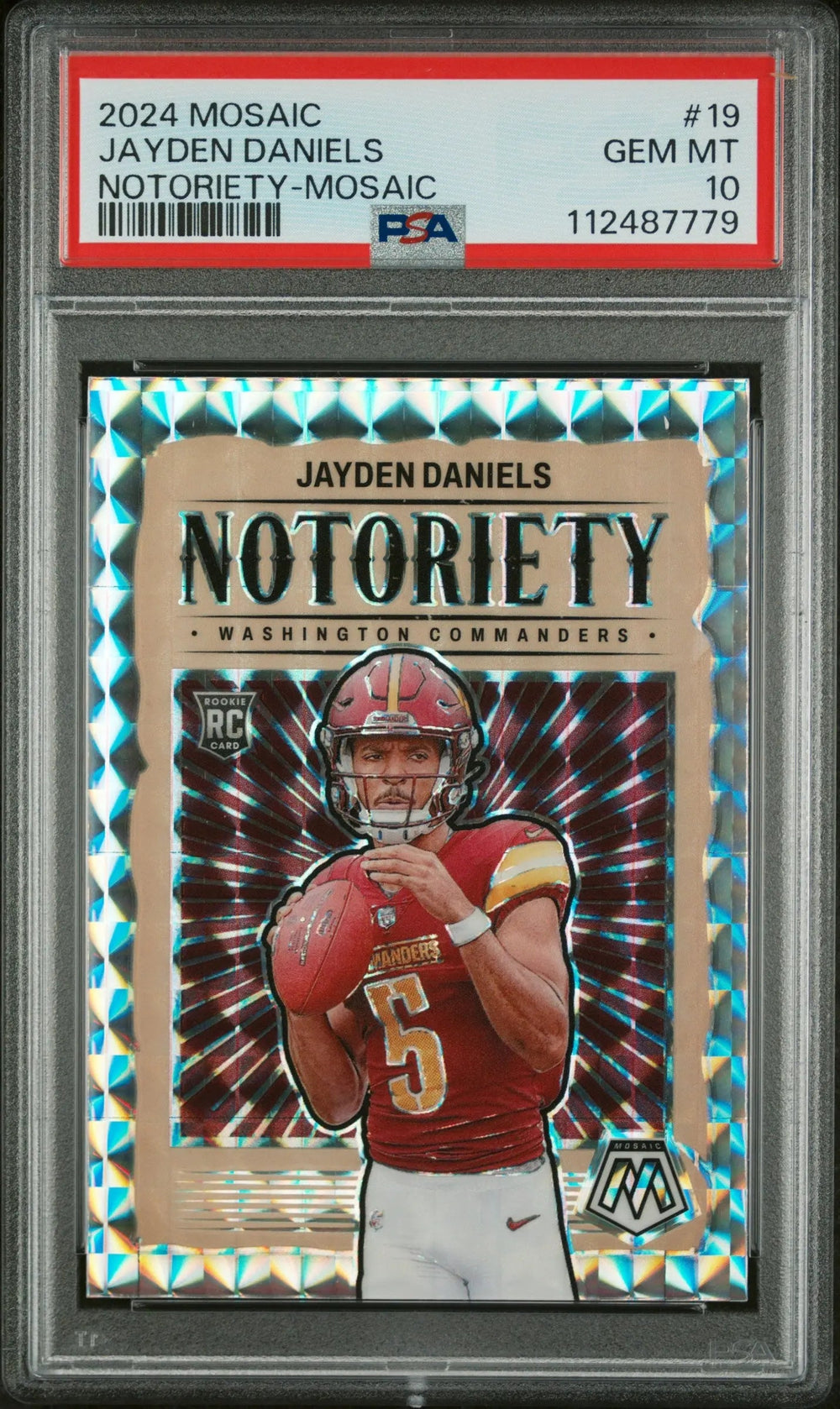 2024 Panini Mosaic Notoriety Jayden Daniels RC Rookie #19 PSA 10
