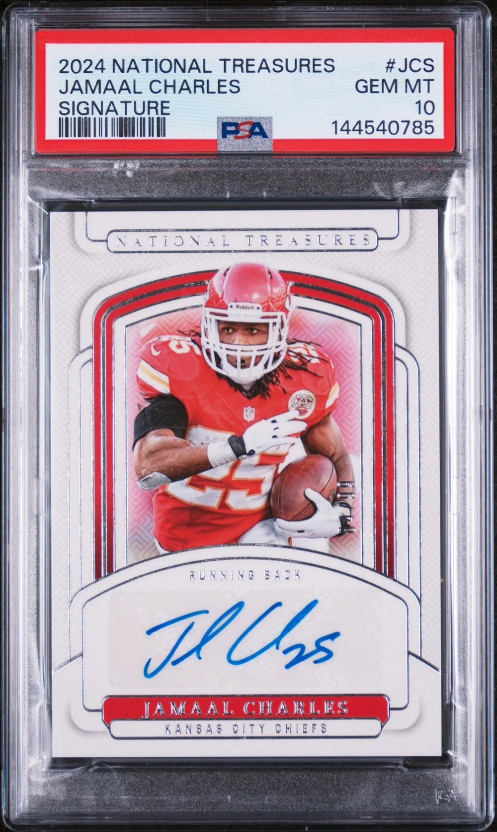 2024 Panini National Treasures Signatures Jamaal Charles #JCS /99 PSA 10