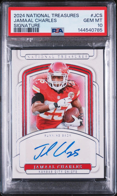 2024 Panini National Treasures Signatures Jamaal Charles #JCS /99 PSA 10
