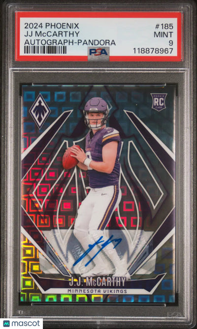2024 Panini Phoenix JJ Mccarthy #185 Autograph Pandora PSA 9