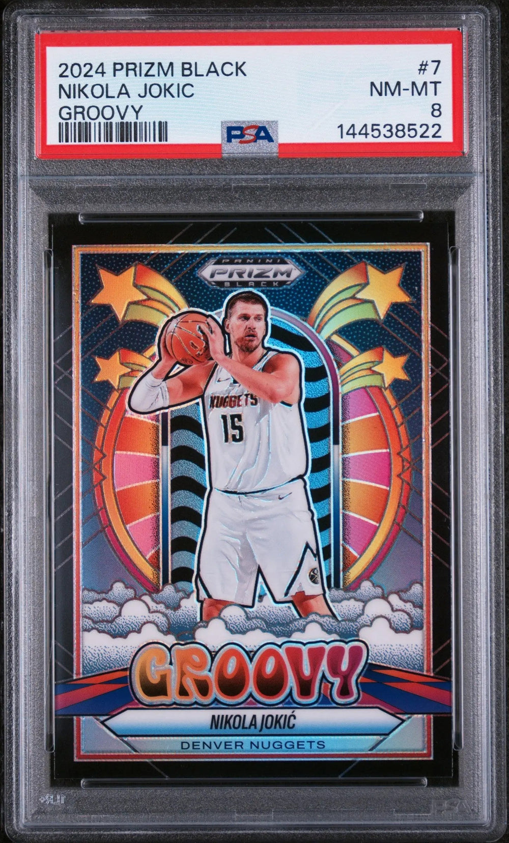 2024 Panini Prizm Black Groovy Nikola Jokic #7 PSA 8