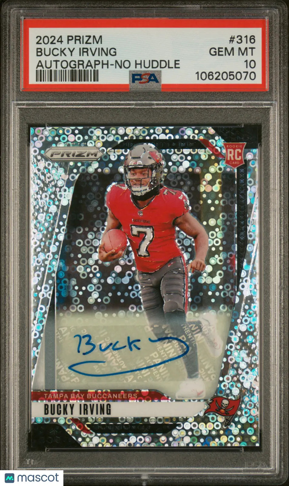 2024 Panini Prizm Bucky Irving Autograph Rookie Auto RC No Huddle PSA 10